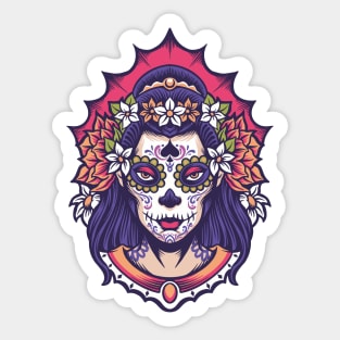 Sugar Skull Lady Sticker